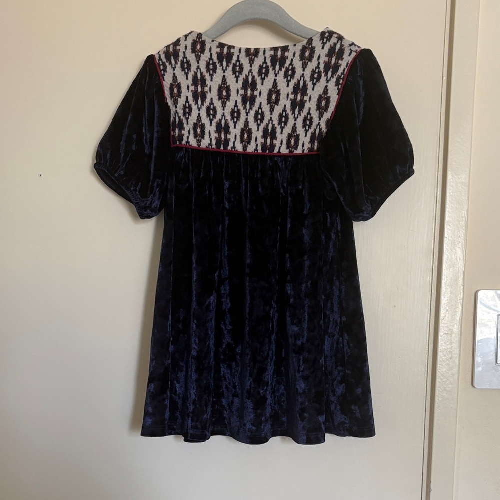 Navy Blue Velvet Kids Dress